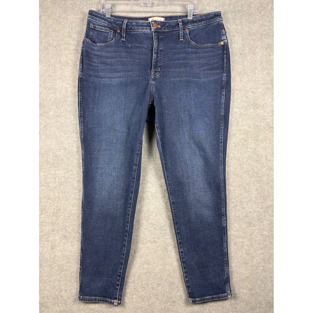 Madewell Curvy High-Rise Skinny Jeans Dark Wash Denim 33 Blue DM7456 - Picture 1 of 11